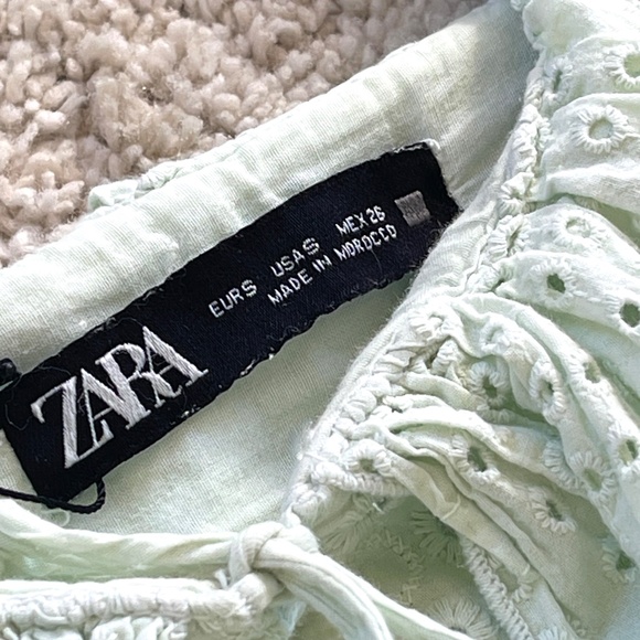 NEW Zara Mint Green Eyelet Embroidered Midi Dress Size Small - Picture 8 of 14